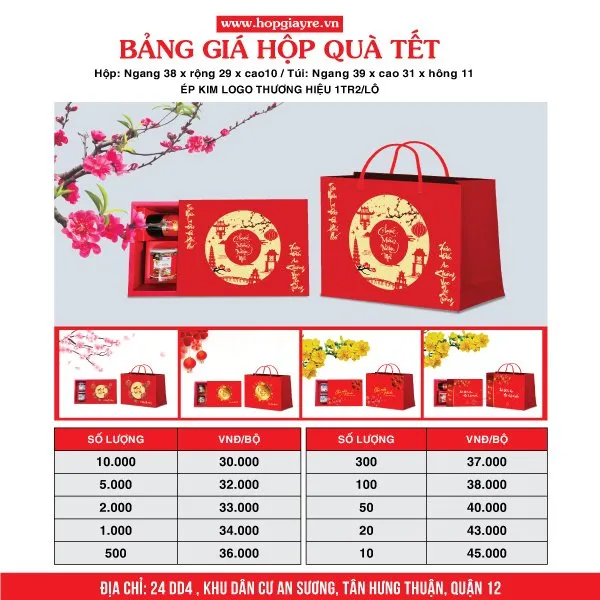 bảng giáo giá hộp đựng quà tết 2023