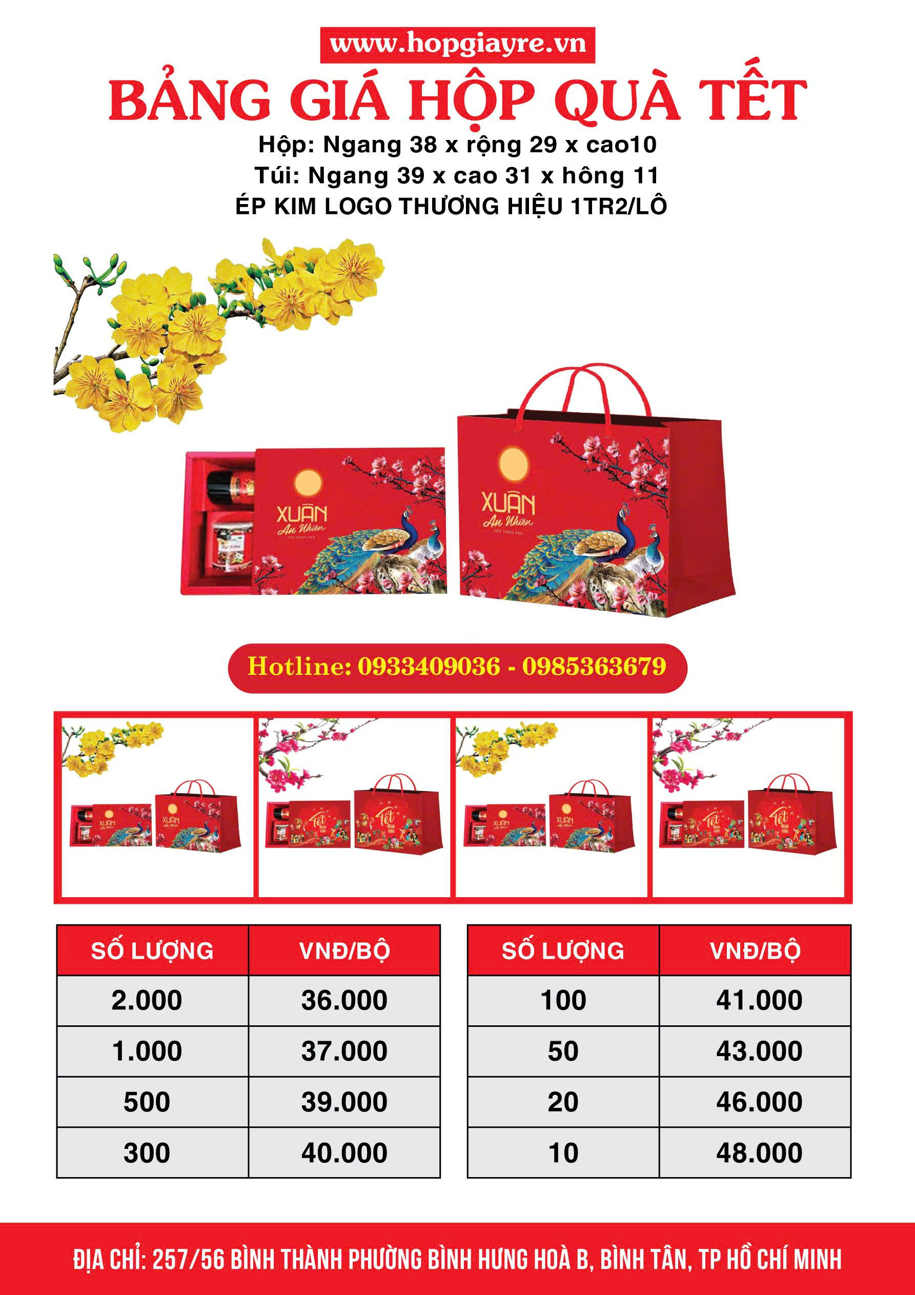 bảng giá hộp đựng quà tết