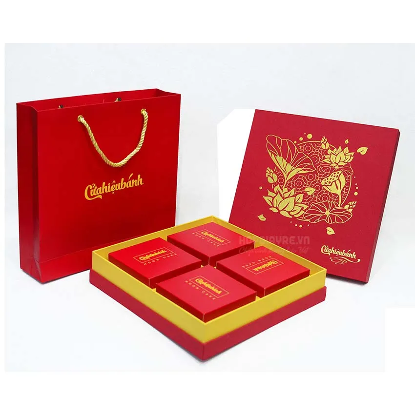 Mẫu hộp cứng đựng bánh trung thu đơn giản