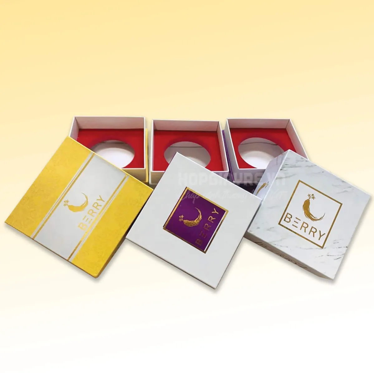 Hộp đựng mỹ phẩm kiểu nắp mở âm dương HCMP 0002 - hopgiayre.vn