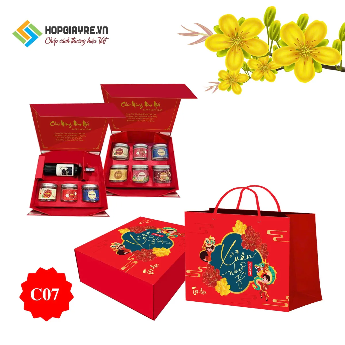 vỏ hộp quà tết cao cấp C07